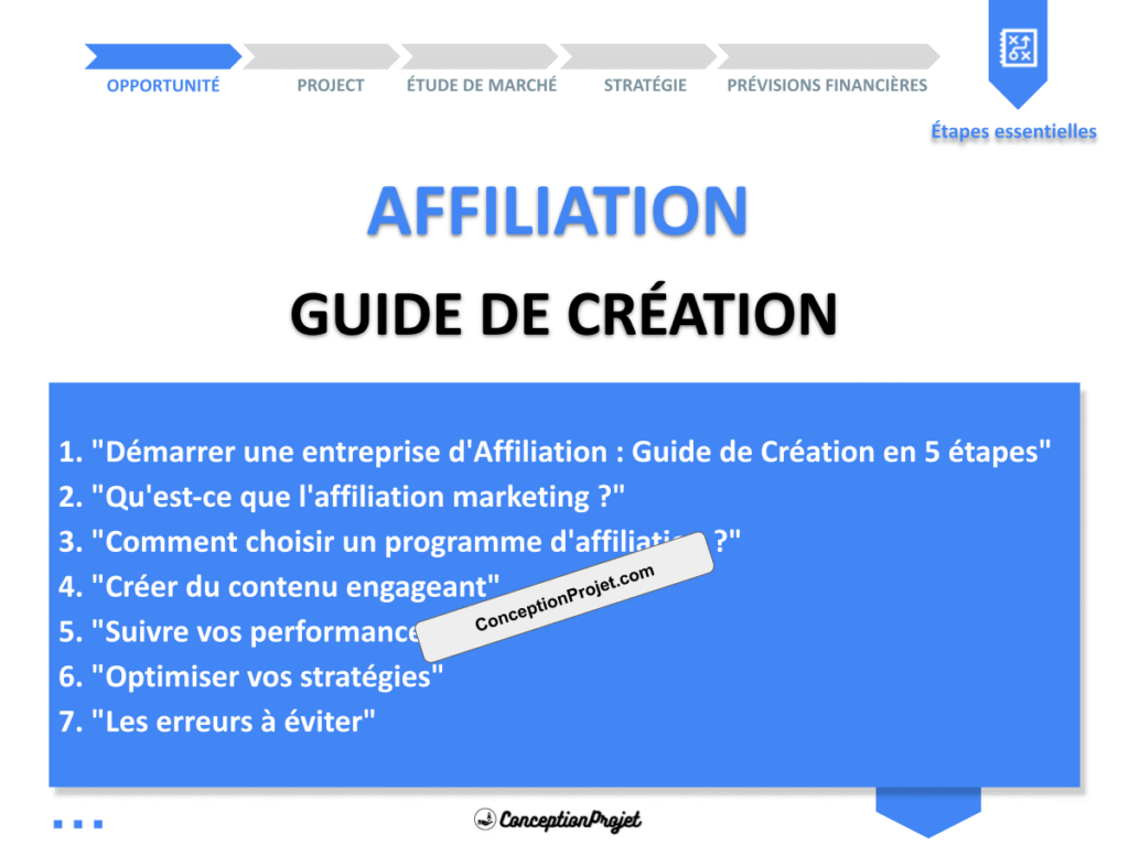 Affiliation Guide de Creation Cover