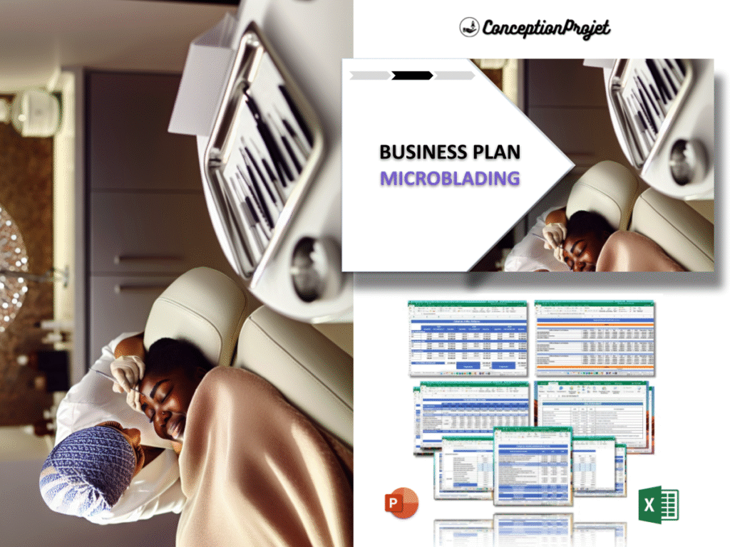 Comment créer un business plan pour un Centre de Microblading en Powerpoint et Excel ? 2 Microblading Business Plan Exemple Cover