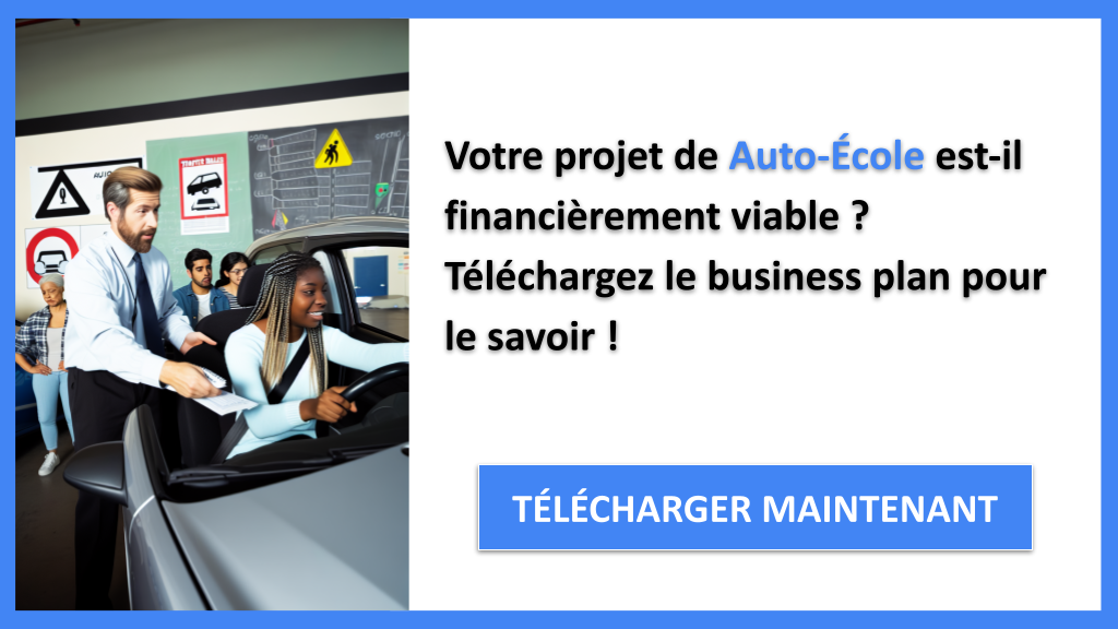 Comment créer un Plan Financier pour une Auto-École en Excel ? 6 Exemple Business Plan pour Auto-École - Auto-école Plan financier Exemple- CTA1