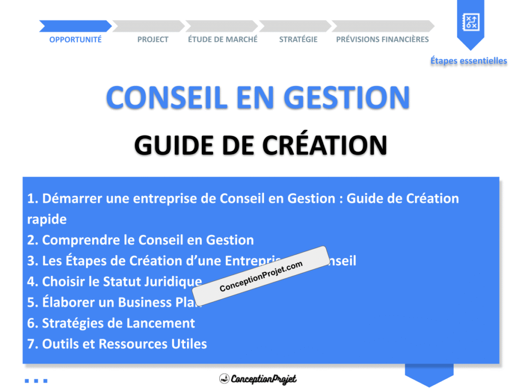 Conseil en Gestion Guide de Creation Cover