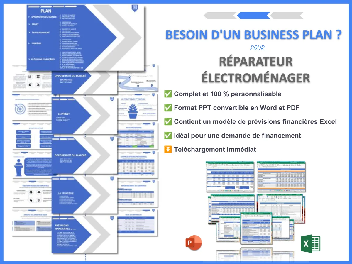 Business Plan Réparateur Électroménager 2026 : Exemple 3 Besoin d'un business plan pour Réparateur Électroménager - Réparateur Électroménager Business Plan Exemple