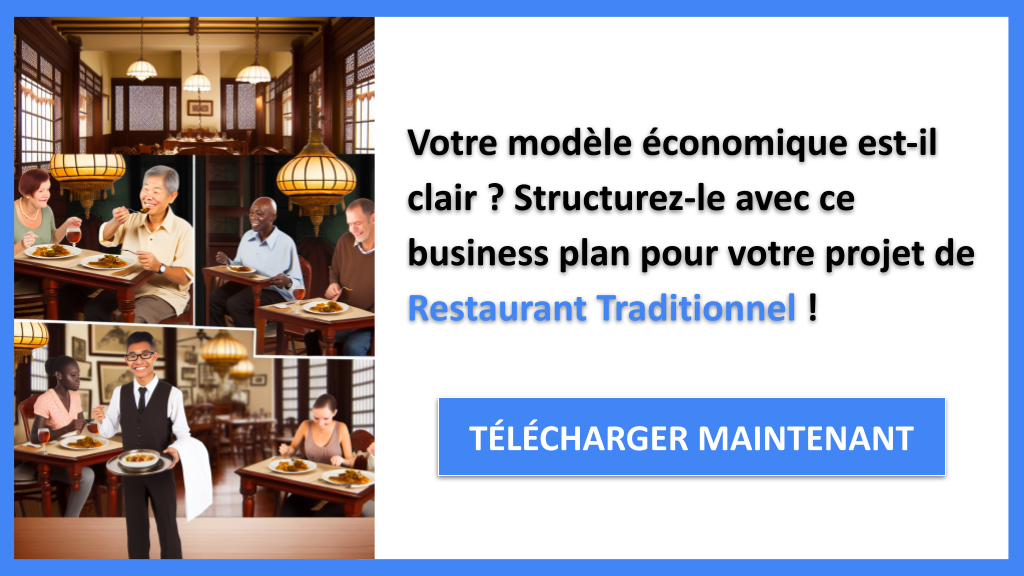 Comment structurer un Business Model Canvas pour Restaurant Traditionnel ? 6 Exemple Business Plan pour Restaurant Traditionnel - Restaurant Traditionnel Business Model Canvas- CTA1