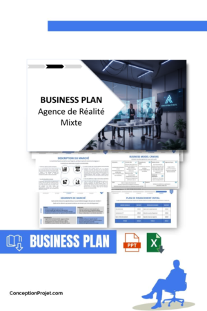 Pack Business Plan pour Agence de Réalité Mixte - Modèle de business plan professionnel pour Agence de Réalité Mixte, spécialement conçu pour les entrepreneurs, incluant un prévisionnel financier 100% automatisé, une stratégie marketing intégrée, ainsi qu’une analyse complète (SWOT, Business Model Canvas, étude de marché et analyse des risques). Ce document au design moderne et entièrement personnalisable sous Word est structuré pour répondre aux exigences des banques et des investisseurs, tout en permettant un gain de temps considérable grâce à son contenu pré-rédigé.
