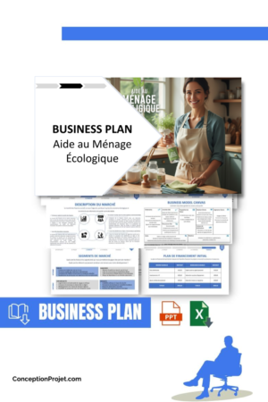 Pack Business Plan pour Aide au Ménage Écologique - Modèle de business plan professionnel pour Aide au Ménage Écologique, spécialement conçu pour les entrepreneurs, incluant un prévisionnel financier 100% automatisé, une stratégie marketing intégrée, ainsi qu’une analyse complète (SWOT, Business Model Canvas, étude de marché et analyse des risques). Ce document au design moderne et entièrement personnalisable sous Word est structuré pour répondre aux exigences des banques et des investisseurs, tout en permettant un gain de temps considérable grâce à son contenu pré-rédigé.