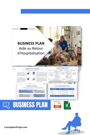 Pack Business Plan pour Aide au Retour d'Hospitalisation - Modèle de business plan professionnel pour Aide au Retour d'Hospitalisation, spécialement conçu pour les entrepreneurs, incluant un prévisionnel financier 100% automatisé, une stratégie marketing intégrée, ainsi qu’une analyse complète (SWOT, Business Model Canvas, étude de marché et analyse des risques). Ce document au design moderne et entièrement personnalisable sous Word est structuré pour répondre aux exigences des banques et des investisseurs, tout en permettant un gain de temps considérable grâce à son contenu pré-rédigé.