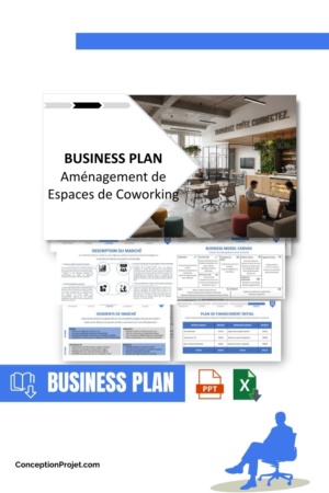 Pack Business Plan pour Aménagement de Espaces de Coworking - Modèle de business plan professionnel pour Aménagement de Espaces de Coworking, spécialement conçu pour les entrepreneurs, incluant un prévisionnel financier 100% automatisé, une stratégie marketing intégrée, ainsi qu’une analyse complète (SWOT, Business Model Canvas, étude de marché et analyse des risques). Ce document au design moderne et entièrement personnalisable sous Word est structuré pour répondre aux exigences des banques et des investisseurs, tout en permettant un gain de temps considérable grâce à son contenu pré-rédigé.