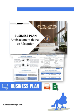 Accueil 7 Pack Business Plan pour Aménagement de Hall de Réception - Modèle de business plan professionnel pour Aménagement de Hall de Réception, spécialement conçu pour les entrepreneurs, incluant un prévisionnel financier 100% automatisé, une stratégie marketing intégrée, ainsi qu’une analyse complète (SWOT, Business Model Canvas, étude de marché et analyse des risques). Ce document au design moderne et entièrement personnalisable sous Word est structuré pour répondre aux exigences des banques et des investisseurs, tout en permettant un gain de temps considérable grâce à son contenu pré-rédigé.