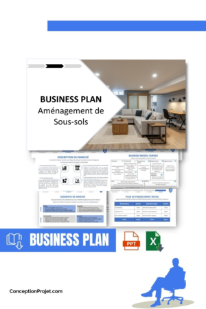 Accueil 11 Pack Business Plan pour Aménagement de Sous-sols - Modèle de business plan professionnel pour Aménagement de Sous-sols, spécialement conçu pour les entrepreneurs, incluant un prévisionnel financier 100% automatisé, une stratégie marketing intégrée, ainsi qu’une analyse complète (SWOT, Business Model Canvas, étude de marché et analyse des risques). Ce document au design moderne et entièrement personnalisable sous Word est structuré pour répondre aux exigences des banques et des investisseurs, tout en permettant un gain de temps considérable grâce à son contenu pré-rédigé.