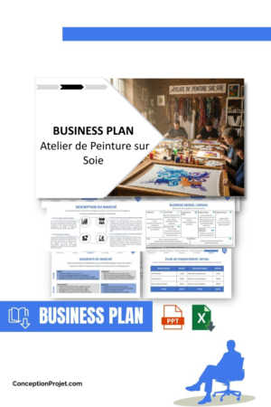 Pack Business Plan pour Atelier de Peinture sur Soie - Modèle de business plan professionnel pour Atelier de Peinture sur Soie, spécialement conçu pour les entrepreneurs, incluant un prévisionnel financier 100% automatisé, une stratégie marketing intégrée, ainsi qu’une analyse complète (SWOT, Business Model Canvas, étude de marché et analyse des risques). Ce document au design moderne et entièrement personnalisable sous Word est structuré pour répondre aux exigences des banques et des investisseurs, tout en permettant un gain de temps considérable grâce à son contenu pré-rédigé.