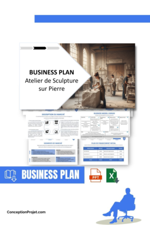 Pack Business Plan pour Atelier de Sculpture sur Pierre - Modèle de business plan professionnel pour Atelier de Sculpture sur Pierre, spécialement conçu pour les entrepreneurs, incluant un prévisionnel financier 100% automatisé, une stratégie marketing intégrée, ainsi qu’une analyse complète (SWOT, Business Model Canvas, étude de marché et analyse des risques). Ce document au design moderne et entièrement personnalisable sous Word est structuré pour répondre aux exigences des banques et des investisseurs, tout en permettant un gain de temps considérable grâce à son contenu pré-rédigé.