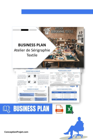 Pack Business Plan pour Atelier de Sérigraphie Textile - Modèle de business plan professionnel pour Atelier de Sérigraphie Textile, spécialement conçu pour les entrepreneurs, incluant un prévisionnel financier 100% automatisé, une stratégie marketing intégrée, ainsi qu’une analyse complète (SWOT, Business Model Canvas, étude de marché et analyse des risques). Ce document au design moderne et entièrement personnalisable sous Word est structuré pour répondre aux exigences des banques et des investisseurs, tout en permettant un gain de temps considérable grâce à son contenu pré-rédigé.