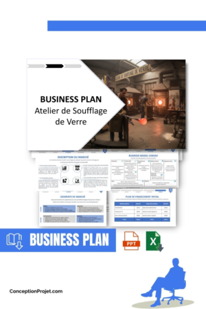 Pack Business Plan pour Atelier de Soufflage de Verre - Modèle de business plan professionnel pour Atelier de Soufflage de Verre, spécialement conçu pour les entrepreneurs, incluant un prévisionnel financier 100% automatisé, une stratégie marketing intégrée, ainsi qu’une analyse complète (SWOT, Business Model Canvas, étude de marché et analyse des risques). Ce document au design moderne et entièrement personnalisable sous Word est structuré pour répondre aux exigences des banques et des investisseurs, tout en permettant un gain de temps considérable grâce à son contenu pré-rédigé.