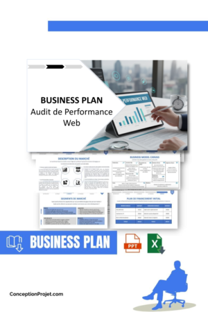 Pack Business Plan pour Audit de Performance Web - Modèle de business plan professionnel pour Audit de Performance Web, spécialement conçu pour les entrepreneurs, incluant un prévisionnel financier 100% automatisé, une stratégie marketing intégrée, ainsi qu’une analyse complète (SWOT, Business Model Canvas, étude de marché et analyse des risques). Ce document au design moderne et entièrement personnalisable sous Word est structuré pour répondre aux exigences des banques et des investisseurs, tout en permettant un gain de temps considérable grâce à son contenu pré-rédigé.