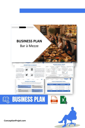 Pack Business Plan pour Bar à Mezze - Modèle de business plan professionnel pour Bar à Mezze, spécialement conçu pour les entrepreneurs, incluant un prévisionnel financier 100% automatisé, une stratégie marketing intégrée, ainsi qu’une analyse complète (SWOT, Business Model Canvas, étude de marché et analyse des risques). Ce document au design moderne et entièrement personnalisable sous Word est structuré pour répondre aux exigences des banques et des investisseurs, tout en permettant un gain de temps considérable grâce à son contenu pré-rédigé.