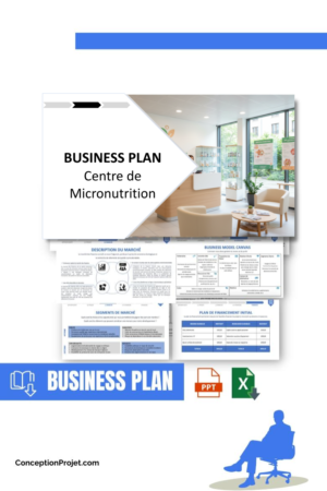 Pack Business Plan pour Centre de Micronutrition - Modèle de business plan professionnel pour Centre de Micronutrition, spécialement conçu pour les entrepreneurs, incluant un prévisionnel financier 100% automatisé, une stratégie marketing intégrée, ainsi qu’une analyse complète (SWOT, Business Model Canvas, étude de marché et analyse des risques). Ce document au design moderne et entièrement personnalisable sous Word est structuré pour répondre aux exigences des banques et des investisseurs, tout en permettant un gain de temps considérable grâce à son contenu pré-rédigé.