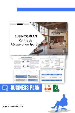 Pack Business Plan pour Centre de Récupération Sportive - Modèle de business plan professionnel pour Centre de Récupération Sportive, spécialement conçu pour les entrepreneurs, incluant un prévisionnel financier 100% automatisé, une stratégie marketing intégrée, ainsi qu’une analyse complète (SWOT, Business Model Canvas, étude de marché et analyse des risques). Ce document au design moderne et entièrement personnalisable sous Word est structuré pour répondre aux exigences des banques et des investisseurs, tout en permettant un gain de temps considérable grâce à son contenu pré-rédigé.