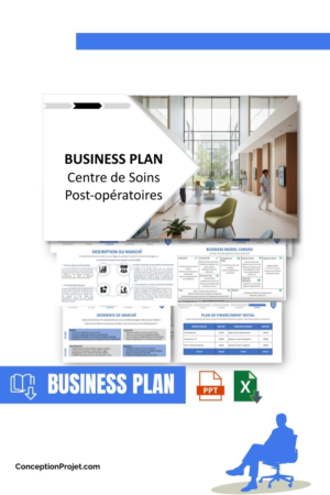 Accueil 9 Pack Business Plan pour Centre de Soins Post-opératoires - Modèle de business plan professionnel pour Centre de Soins Post-opératoires, spécialement conçu pour les entrepreneurs, incluant un prévisionnel financier 100% automatisé, une stratégie marketing intégrée, ainsi qu’une analyse complète (SWOT, Business Model Canvas, étude de marché et analyse des risques). Ce document au design moderne et entièrement personnalisable sous Word est structuré pour répondre aux exigences des banques et des investisseurs, tout en permettant un gain de temps considérable grâce à son contenu pré-rédigé.