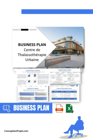 Pack Business Plan pour Centre de Thalassothérapie Urbaine - Modèle de business plan professionnel pour Centre de Thalassothérapie Urbaine, spécialement conçu pour les entrepreneurs, incluant un prévisionnel financier 100% automatisé, une stratégie marketing intégrée, ainsi qu’une analyse complète (SWOT, Business Model Canvas, étude de marché et analyse des risques). Ce document au design moderne et entièrement personnalisable sous Word est structuré pour répondre aux exigences des banques et des investisseurs, tout en permettant un gain de temps considérable grâce à son contenu pré-rédigé.