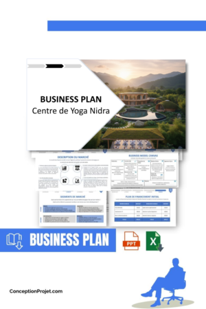 Pack Business Plan pour Centre de Yoga Nidra - Modèle de business plan professionnel pour Centre de Yoga Nidra, spécialement conçu pour les entrepreneurs, incluant un prévisionnel financier 100% automatisé, une stratégie marketing intégrée, ainsi qu’une analyse complète (SWOT, Business Model Canvas, étude de marché et analyse des risques). Ce document au design moderne et entièrement personnalisable sous Word est structuré pour répondre aux exigences des banques et des investisseurs, tout en permettant un gain de temps considérable grâce à son contenu pré-rédigé.