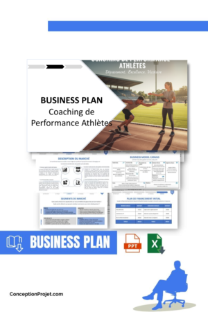 Pack Business Plan pour Coaching de Performance Athlètes - Modèle de business plan professionnel pour Coaching de Performance Athlètes, spécialement conçu pour les entrepreneurs, incluant un prévisionnel financier 100% automatisé, une stratégie marketing intégrée, ainsi qu’une analyse complète (SWOT, Business Model Canvas, étude de marché et analyse des risques). Ce document au design moderne et entièrement personnalisable sous Word est structuré pour répondre aux exigences des banques et des investisseurs, tout en permettant un gain de temps considérable grâce à son contenu pré-rédigé.