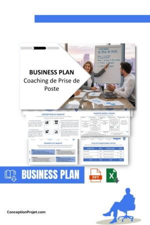 Pack Business Plan pour Coaching de Prise de Poste - Modèle de business plan professionnel pour Coaching de Prise de Poste, spécialement conçu pour les entrepreneurs, incluant un prévisionnel financier 100% automatisé, une stratégie marketing intégrée, ainsi qu’une analyse complète (SWOT, Business Model Canvas, étude de marché et analyse des risques). Ce document au design moderne et entièrement personnalisable sous Word est structuré pour répondre aux exigences des banques et des investisseurs, tout en permettant un gain de temps considérable grâce à son contenu pré-rédigé.