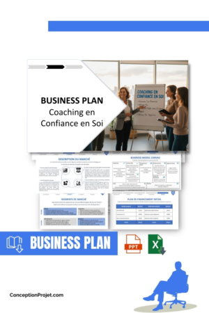 Pack Business Plan pour Coaching en Confiance en Soi - Modèle de business plan professionnel pour Coaching en Confiance en Soi, spécialement conçu pour les entrepreneurs, incluant un prévisionnel financier 100% automatisé, une stratégie marketing intégrée, ainsi qu’une analyse complète (SWOT, Business Model Canvas, étude de marché et analyse des risques). Ce document au design moderne et entièrement personnalisable sous Word est structuré pour répondre aux exigences des banques et des investisseurs, tout en permettant un gain de temps considérable grâce à son contenu pré-rédigé.