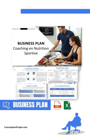 Pack Business Plan pour Coaching en Nutrition Sportive - Modèle de business plan professionnel pour Coaching en Nutrition Sportive, spécialement conçu pour les entrepreneurs, incluant un prévisionnel financier 100% automatisé, une stratégie marketing intégrée, ainsi qu’une analyse complète (SWOT, Business Model Canvas, étude de marché et analyse des risques). Ce document au design moderne et entièrement personnalisable sous Word est structuré pour répondre aux exigences des banques et des investisseurs, tout en permettant un gain de temps considérable grâce à son contenu pré-rédigé.