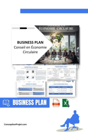 Pack Business Plan pour Conseil en Économie Circulaire - Modèle de business plan professionnel pour Conseil en Économie Circulaire, spécialement conçu pour les entrepreneurs, incluant un prévisionnel financier 100% automatisé, une stratégie marketing intégrée, ainsi qu’une analyse complète (SWOT, Business Model Canvas, étude de marché et analyse des risques). Ce document au design moderne et entièrement personnalisable sous Word est structuré pour répondre aux exigences des banques et des investisseurs, tout en permettant un gain de temps considérable grâce à son contenu pré-rédigé.