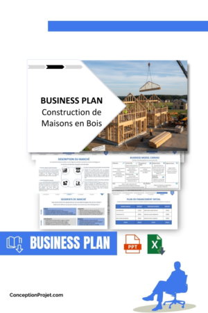 Pack Business Plan pour Construction de Maisons en Bois - Modèle de business plan professionnel pour Construction de Maisons en Bois, spécialement conçu pour les entrepreneurs, incluant un prévisionnel financier 100% automatisé, une stratégie marketing intégrée, ainsi qu’une analyse complète (SWOT, Business Model Canvas, étude de marché et analyse des risques). Ce document au design moderne et entièrement personnalisable sous Word est structuré pour répondre aux exigences des banques et des investisseurs, tout en permettant un gain de temps considérable grâce à son contenu pré-rédigé.