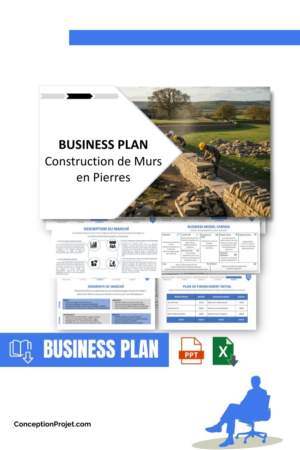 Pack Business Plan pour Construction de Murs en Pierres - Modèle de business plan professionnel pour Construction de Murs en Pierres, spécialement conçu pour les entrepreneurs, incluant un prévisionnel financier 100% automatisé, une stratégie marketing intégrée, ainsi qu’une analyse complète (SWOT, Business Model Canvas, étude de marché et analyse des risques). Ce document au design moderne et entièrement personnalisable sous Word est structuré pour répondre aux exigences des banques et des investisseurs, tout en permettant un gain de temps considérable grâce à son contenu pré-rédigé.