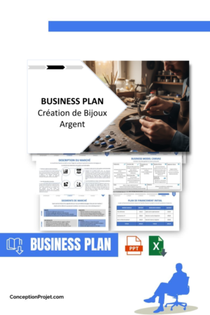 Pack Business Plan pour Création de Bijoux Argent - Modèle de business plan professionnel pour Création de Bijoux Argent, spécialement conçu pour les entrepreneurs, incluant un prévisionnel financier 100% automatisé, une stratégie marketing intégrée, ainsi qu’une analyse complète (SWOT, Business Model Canvas, étude de marché et analyse des risques). Ce document au design moderne et entièrement personnalisable sous Word est structuré pour répondre aux exigences des banques et des investisseurs, tout en permettant un gain de temps considérable grâce à son contenu pré-rédigé.