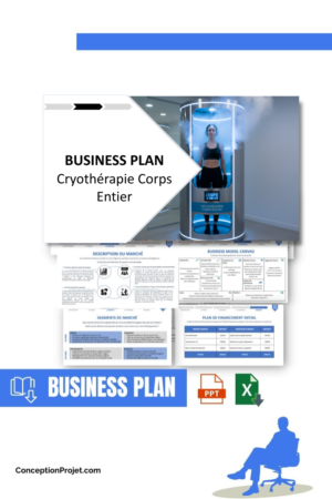 Pack Business Plan pour Cryothérapie Corps Entier - Modèle de business plan professionnel pour Cryothérapie Corps Entier, spécialement conçu pour les entrepreneurs, incluant un prévisionnel financier 100% automatisé, une stratégie marketing intégrée, ainsi qu’une analyse complète (SWOT, Business Model Canvas, étude de marché et analyse des risques). Ce document au design moderne et entièrement personnalisable sous Word est structuré pour répondre aux exigences des banques et des investisseurs, tout en permettant un gain de temps considérable grâce à son contenu pré-rédigé.