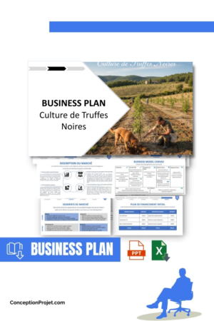 Pack Business Plan pour Culture de Truffes Noires - Modèle de business plan professionnel pour Culture de Truffes Noires, spécialement conçu pour les entrepreneurs, incluant un prévisionnel financier 100% automatisé, une stratégie marketing intégrée, ainsi qu’une analyse complète (SWOT, Business Model Canvas, étude de marché et analyse des risques). Ce document au design moderne et entièrement personnalisable sous Word est structuré pour répondre aux exigences des banques et des investisseurs, tout en permettant un gain de temps considérable grâce à son contenu pré-rédigé.