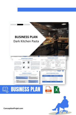 Pack Business Plan pour Dark Kitchen Pasta - Modèle de business plan professionnel pour Dark Kitchen Pasta, spécialement conçu pour les entrepreneurs, incluant un prévisionnel financier 100% automatisé, une stratégie marketing intégrée, ainsi qu’une analyse complète (SWOT, Business Model Canvas, étude de marché et analyse des risques). Ce document au design moderne et entièrement personnalisable sous Word est structuré pour répondre aux exigences des banques et des investisseurs, tout en permettant un gain de temps considérable grâce à son contenu pré-rédigé.