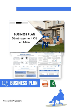 Pack Business Plan pour Déménagement Clé en Main - Modèle de business plan professionnel pour Déménagement Clé en Main, spécialement conçu pour les entrepreneurs, incluant un prévisionnel financier 100% automatisé, une stratégie marketing intégrée, ainsi qu’une analyse complète (SWOT, Business Model Canvas, étude de marché et analyse des risques). Ce document au design moderne et entièrement personnalisable sous Word est structuré pour répondre aux exigences des banques et des investisseurs, tout en permettant un gain de temps considérable grâce à son contenu pré-rédigé.