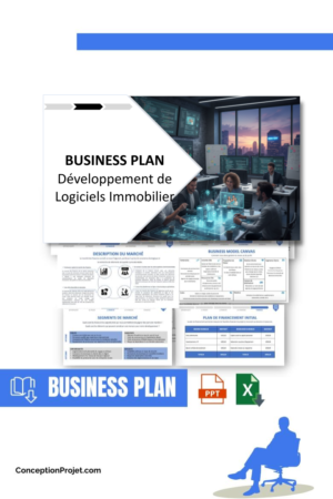 Pack Business Plan pour Développement de Logiciels Immobilier - Modèle de business plan professionnel pour Développement de Logiciels Immobilier, spécialement conçu pour les entrepreneurs, incluant un prévisionnel financier 100% automatisé, une stratégie marketing intégrée, ainsi qu’une analyse complète (SWOT, Business Model Canvas, étude de marché et analyse des risques). Ce document au design moderne et entièrement personnalisable sous Word est structuré pour répondre aux exigences des banques et des investisseurs, tout en permettant un gain de temps considérable grâce à son contenu pré-rédigé.