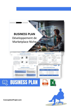 Pack Business Plan pour Développement de Marketplace Niche - Modèle de business plan professionnel pour Développement de Marketplace Niche, spécialement conçu pour les entrepreneurs, incluant un prévisionnel financier 100% automatisé, une stratégie marketing intégrée, ainsi qu’une analyse complète (SWOT, Business Model Canvas, étude de marché et analyse des risques). Ce document au design moderne et entièrement personnalisable sous Word est structuré pour répondre aux exigences des banques et des investisseurs, tout en permettant un gain de temps considérable grâce à son contenu pré-rédigé.