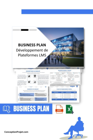 Accueil 9 Pack Business Plan pour Développement de Plateformes LMS - Modèle de business plan professionnel pour Développement de Plateformes LMS, spécialement conçu pour les entrepreneurs, incluant un prévisionnel financier 100% automatisé, une stratégie marketing intégrée, ainsi qu’une analyse complète (SWOT, Business Model Canvas, étude de marché et analyse des risques). Ce document au design moderne et entièrement personnalisable sous Word est structuré pour répondre aux exigences des banques et des investisseurs, tout en permettant un gain de temps considérable grâce à son contenu pré-rédigé.