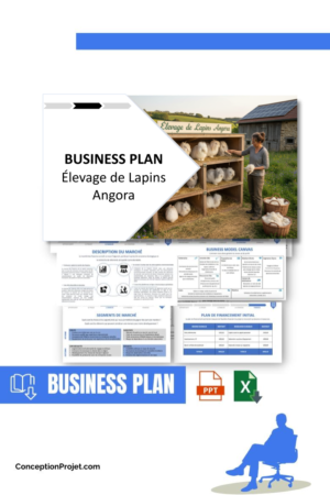 Pack Business Plan pour Élevage de Lapins Angora - Modèle de business plan professionnel pour Élevage de Lapins Angora, spécialement conçu pour les entrepreneurs, incluant un prévisionnel financier 100% automatisé, une stratégie marketing intégrée, ainsi qu’une analyse complète (SWOT, Business Model Canvas, étude de marché et analyse des risques). Ce document au design moderne et entièrement personnalisable sous Word est structuré pour répondre aux exigences des banques et des investisseurs, tout en permettant un gain de temps considérable grâce à son contenu pré-rédigé.