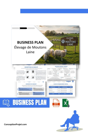 Pack Business Plan pour Élevage de Moutons Laine - Modèle de business plan professionnel pour Élevage de Moutons Laine, spécialement conçu pour les entrepreneurs, incluant un prévisionnel financier 100% automatisé, une stratégie marketing intégrée, ainsi qu’une analyse complète (SWOT, Business Model Canvas, étude de marché et analyse des risques). Ce document au design moderne et entièrement personnalisable sous Word est structuré pour répondre aux exigences des banques et des investisseurs, tout en permettant un gain de temps considérable grâce à son contenu pré-rédigé.