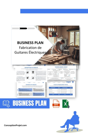 Pack Business Plan pour Fabrication de Guitares Électriques - Modèle de business plan professionnel pour Fabrication de Guitares Électriques, spécialement conçu pour les entrepreneurs, incluant un prévisionnel financier 100% automatisé, une stratégie marketing intégrée, ainsi qu’une analyse complète (SWOT, Business Model Canvas, étude de marché et analyse des risques). Ce document au design moderne et entièrement personnalisable sous Word est structuré pour répondre aux exigences des banques et des investisseurs, tout en permettant un gain de temps considérable grâce à son contenu pré-rédigé.