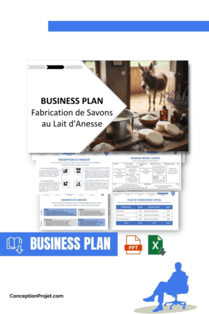 Pack Business Plan pour Fabrication de Savons au Lait d'Anesse - Modèle de business plan professionnel pour Fabrication de Savons au Lait d'Anesse, spécialement conçu pour les entrepreneurs, incluant un prévisionnel financier 100% automatisé, une stratégie marketing intégrée, ainsi qu’une analyse complète (SWOT, Business Model Canvas, étude de marché et analyse des risques). Ce document au design moderne et entièrement personnalisable sous Word est structuré pour répondre aux exigences des banques et des investisseurs, tout en permettant un gain de temps considérable grâce à son contenu pré-rédigé.