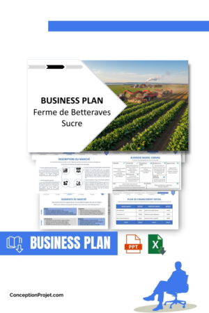 Pack Business Plan pour Ferme de Betteraves Sucre - Modèle de business plan professionnel pour Ferme de Betteraves Sucre, spécialement conçu pour les entrepreneurs, incluant un prévisionnel financier 100% automatisé, une stratégie marketing intégrée, ainsi qu’une analyse complète (SWOT, Business Model Canvas, étude de marché et analyse des risques). Ce document au design moderne et entièrement personnalisable sous Word est structuré pour répondre aux exigences des banques et des investisseurs, tout en permettant un gain de temps considérable grâce à son contenu pré-rédigé.
