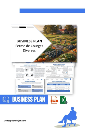 Pack Business Plan pour Ferme de Courges Diverses - Modèle de business plan professionnel pour Ferme de Courges Diverses, spécialement conçu pour les entrepreneurs, incluant un prévisionnel financier 100% automatisé, une stratégie marketing intégrée, ainsi qu’une analyse complète (SWOT, Business Model Canvas, étude de marché et analyse des risques). Ce document au design moderne et entièrement personnalisable sous Word est structuré pour répondre aux exigences des banques et des investisseurs, tout en permettant un gain de temps considérable grâce à son contenu pré-rédigé.