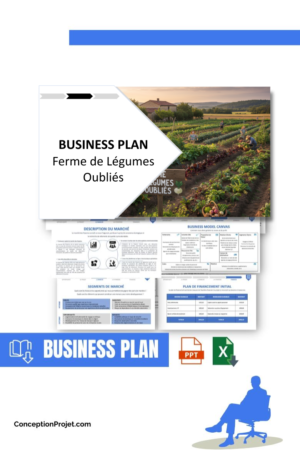 Pack Business Plan pour Ferme de Légumes Oubliés - Modèle de business plan professionnel pour Ferme de Légumes Oubliés, spécialement conçu pour les entrepreneurs, incluant un prévisionnel financier 100% automatisé, une stratégie marketing intégrée, ainsi qu’une analyse complète (SWOT, Business Model Canvas, étude de marché et analyse des risques). Ce document au design moderne et entièrement personnalisable sous Word est structuré pour répondre aux exigences des banques et des investisseurs, tout en permettant un gain de temps considérable grâce à son contenu pré-rédigé.