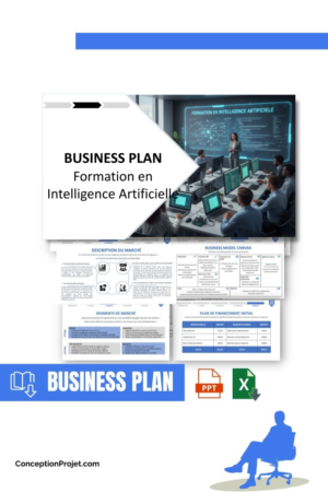 Pack Business Plan pour Formation en Intelligence Artificielle - Modèle de business plan professionnel pour Formation en Intelligence Artificielle, spécialement conçu pour les entrepreneurs, incluant un prévisionnel financier 100% automatisé, une stratégie marketing intégrée, ainsi qu’une analyse complète (SWOT, Business Model Canvas, étude de marché et analyse des risques). Ce document au design moderne et entièrement personnalisable sous Word est structuré pour répondre aux exigences des banques et des investisseurs, tout en permettant un gain de temps considérable grâce à son contenu pré-rédigé.