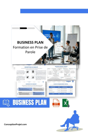 Pack Business Plan pour Formation en Prise de Parole - Modèle de business plan professionnel pour Formation en Prise de Parole, spécialement conçu pour les entrepreneurs, incluant un prévisionnel financier 100% automatisé, une stratégie marketing intégrée, ainsi qu’une analyse complète (SWOT, Business Model Canvas, étude de marché et analyse des risques). Ce document au design moderne et entièrement personnalisable sous Word est structuré pour répondre aux exigences des banques et des investisseurs, tout en permettant un gain de temps considérable grâce à son contenu pré-rédigé.