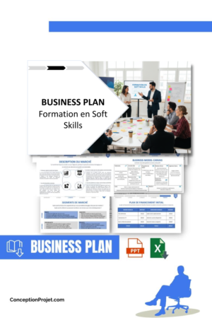 Pack Business Plan pour Formation en Soft Skills - Modèle de business plan professionnel pour Formation en Soft Skills, spécialement conçu pour les entrepreneurs, incluant un prévisionnel financier 100% automatisé, une stratégie marketing intégrée, ainsi qu’une analyse complète (SWOT, Business Model Canvas, étude de marché et analyse des risques). Ce document au design moderne et entièrement personnalisable sous Word est structuré pour répondre aux exigences des banques et des investisseurs, tout en permettant un gain de temps considérable grâce à son contenu pré-rédigé.