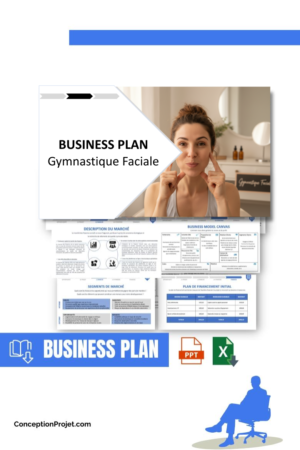 Pack Business Plan pour Gymnastique Faciale - Modèle de business plan professionnel pour Gymnastique Faciale, spécialement conçu pour les entrepreneurs, incluant un prévisionnel financier 100% automatisé, une stratégie marketing intégrée, ainsi qu’une analyse complète (SWOT, Business Model Canvas, étude de marché et analyse des risques). Ce document au design moderne et entièrement personnalisable sous Word est structuré pour répondre aux exigences des banques et des investisseurs, tout en permettant un gain de temps considérable grâce à son contenu pré-rédigé.