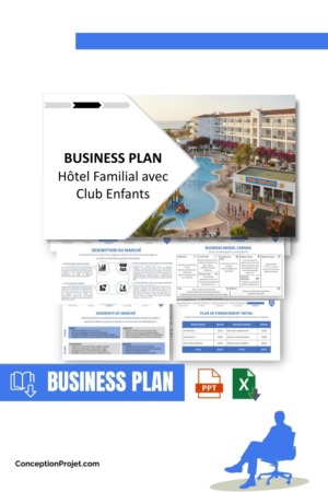 Pack Business Plan pour Hôtel Familial avec Club Enfants - Modèle de business plan professionnel pour Hôtel Familial avec Club Enfants, spécialement conçu pour les entrepreneurs, incluant un prévisionnel financier 100% automatisé, une stratégie marketing intégrée, ainsi qu’une analyse complète (SWOT, Business Model Canvas, étude de marché et analyse des risques). Ce document au design moderne et entièrement personnalisable sous Word est structuré pour répondre aux exigences des banques et des investisseurs, tout en permettant un gain de temps considérable grâce à son contenu pré-rédigé.